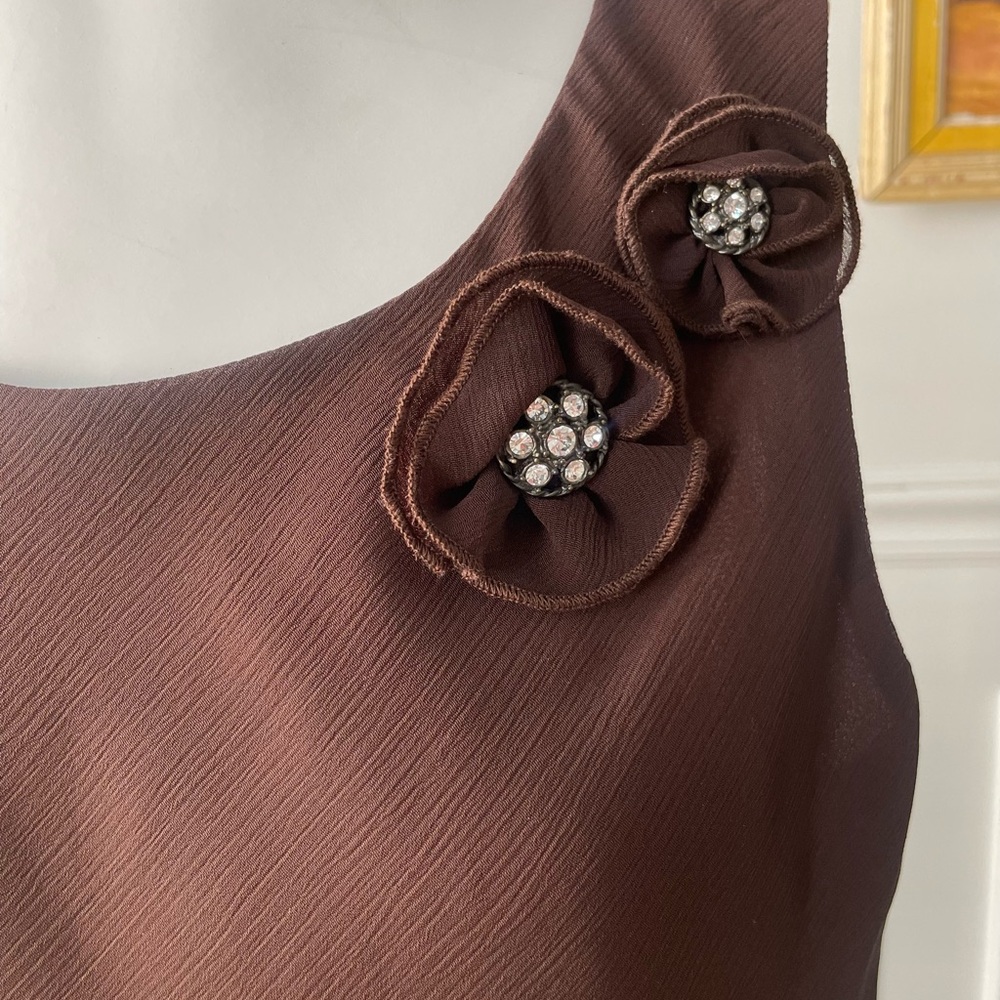 NWT Brown Floral Appliqué Tank Top - Picture 3 of 5